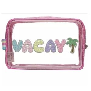 NWT OMG brand Kids Vacay Clear Accessories Pouch (raspberry color)